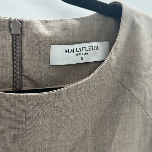 MM Lafleur The Toi Dress Size 6 Tan Savannah A-Lined Wool Blend Business - Picture 4 of 10